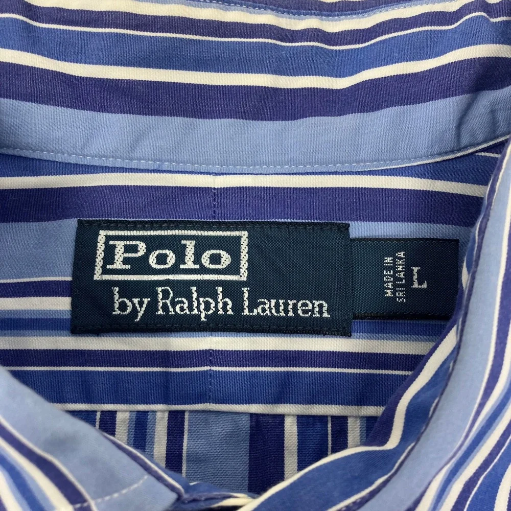 Polo Ralph Lauren Men's Striped Shirt L Blue Button Down Long Sleeve Pony Preppy